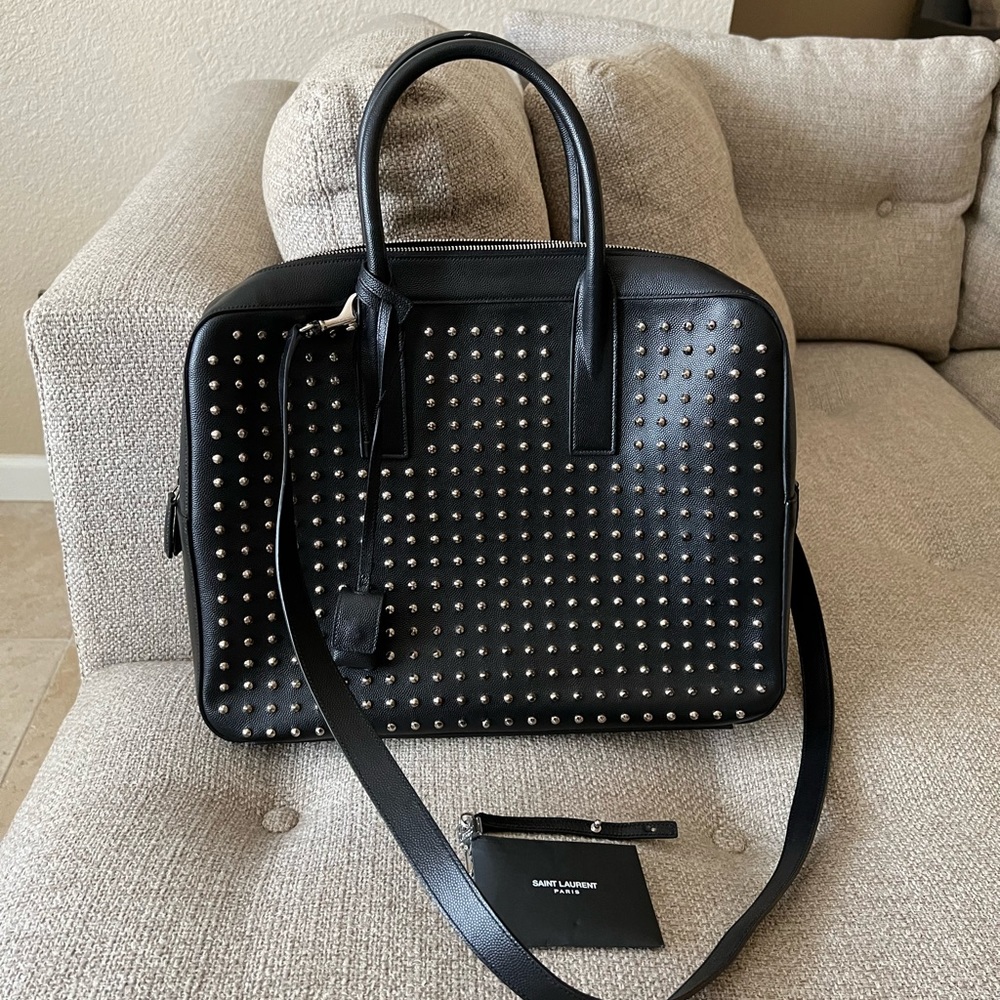 Saint Laurent YSL Sac Museum Black Studded Crossbody Bag NWT - Picture 1 of 16